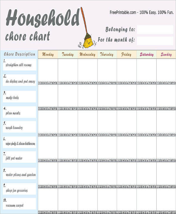 household chore chart