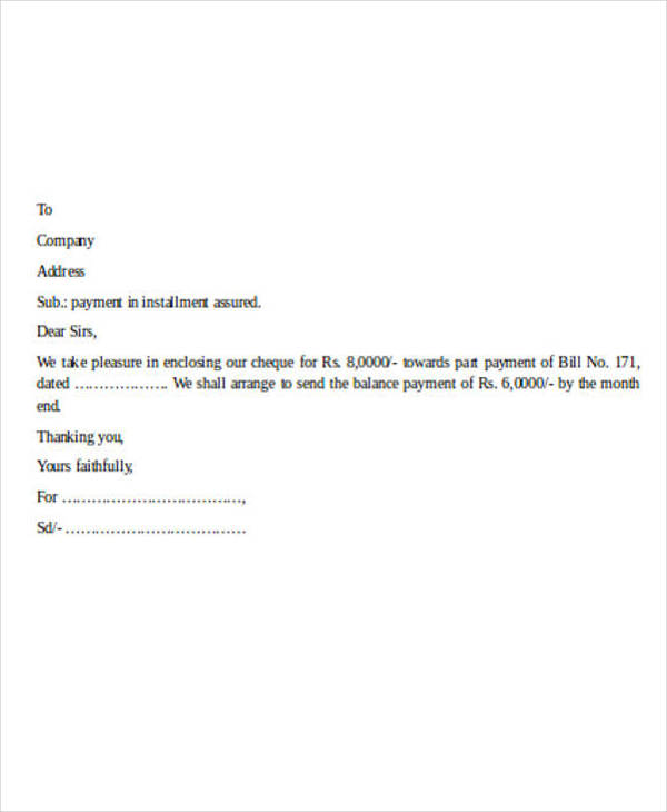installment payment letter in doc