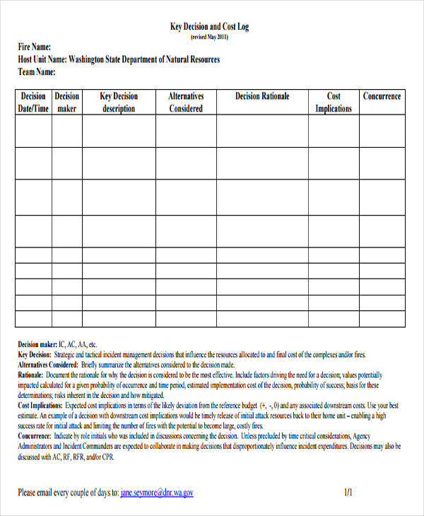 key decision log