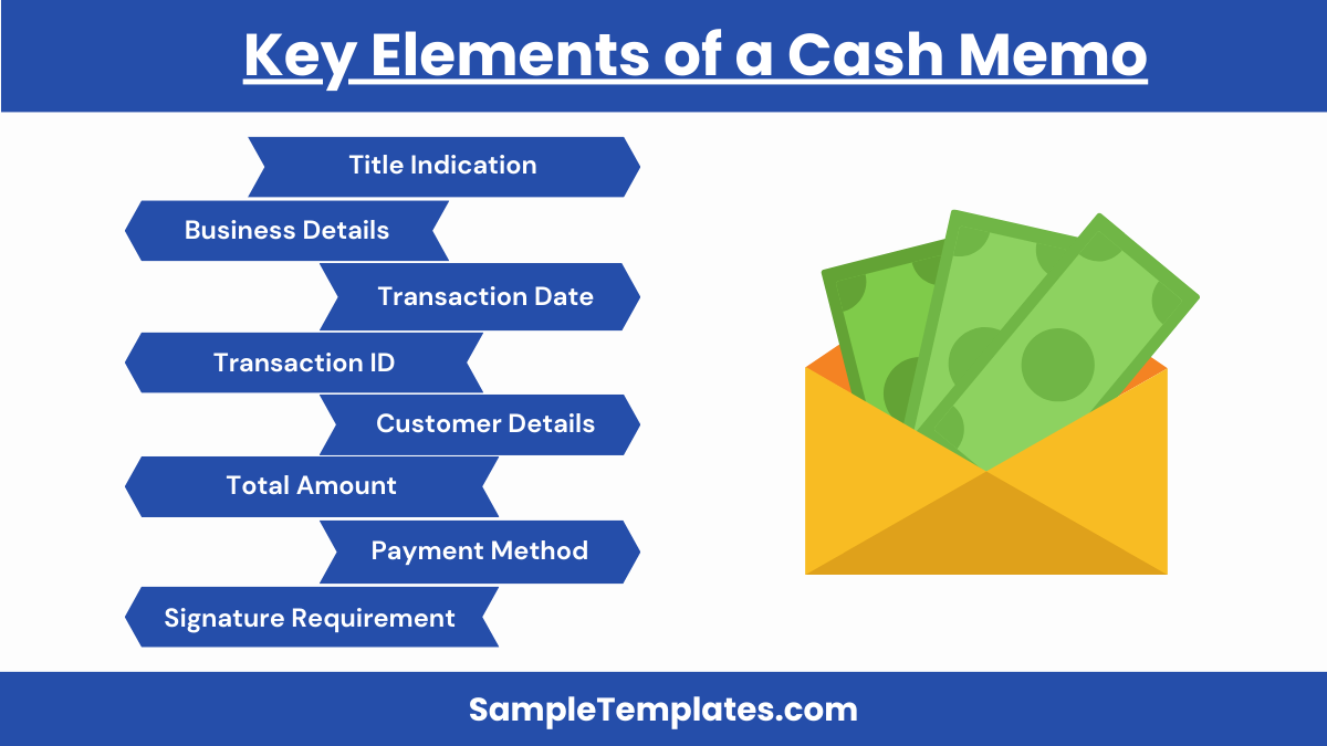 key elements of a cash memo