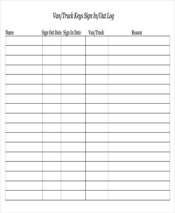 FREE 8+ Sample Key Log Templates in PDF MS Word Excel