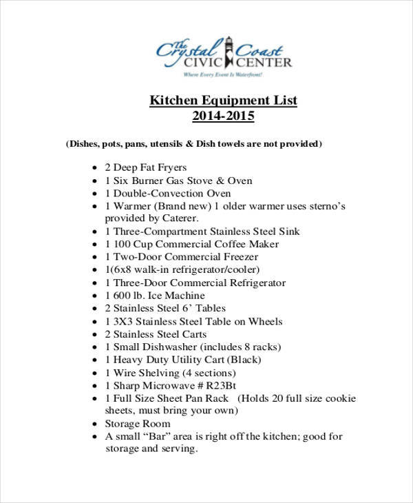 FREE 9 Equipment List Samples In MS Word PDF