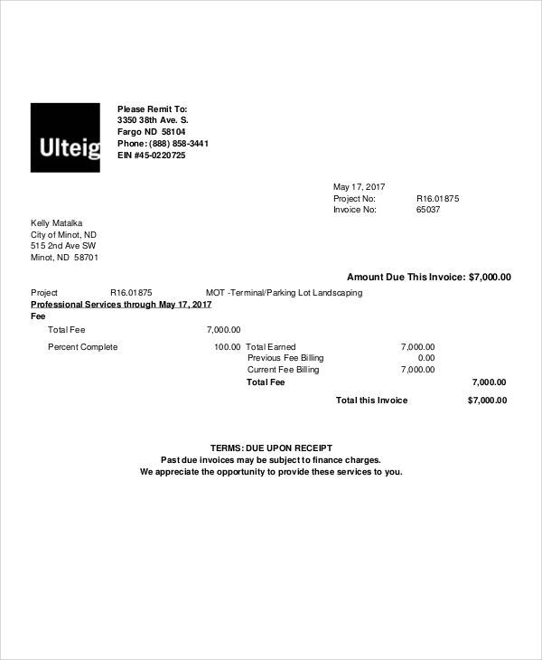landscaping invoice example