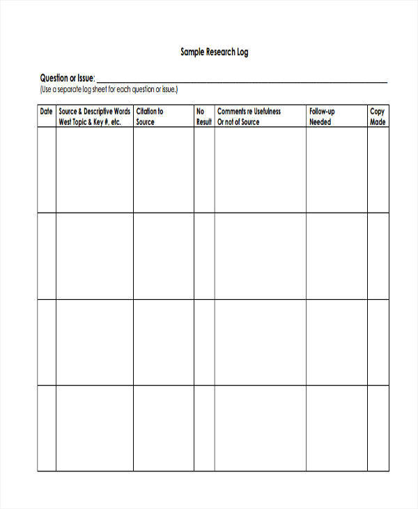 research project log book