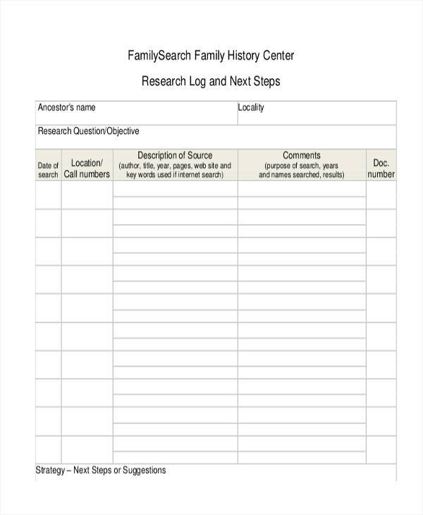 log for family history research