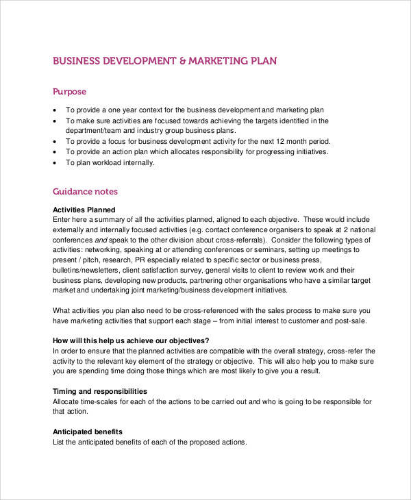 marketing business development plan