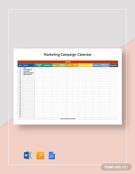 marketing campaign calendar template