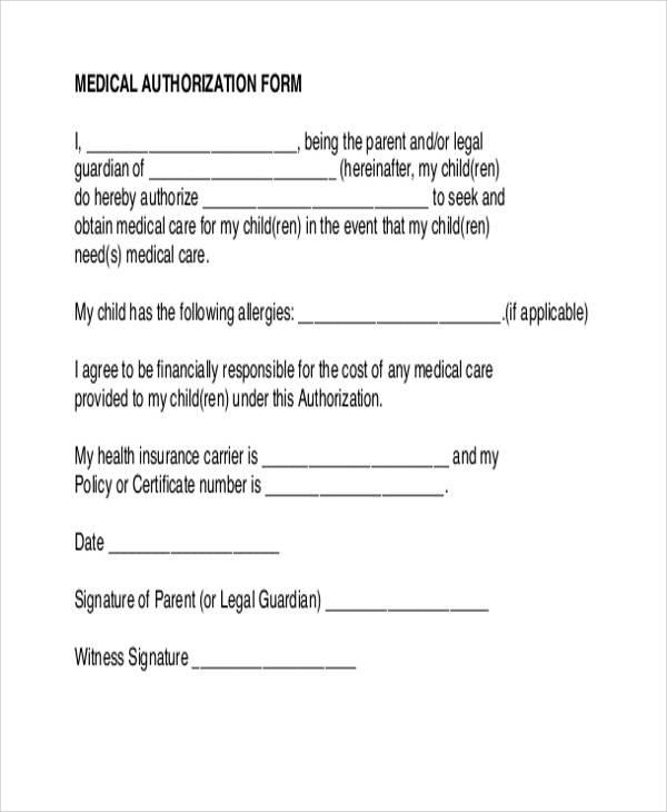 medical authorization note