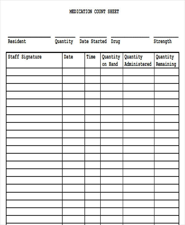 Safe Count Sheet Printable