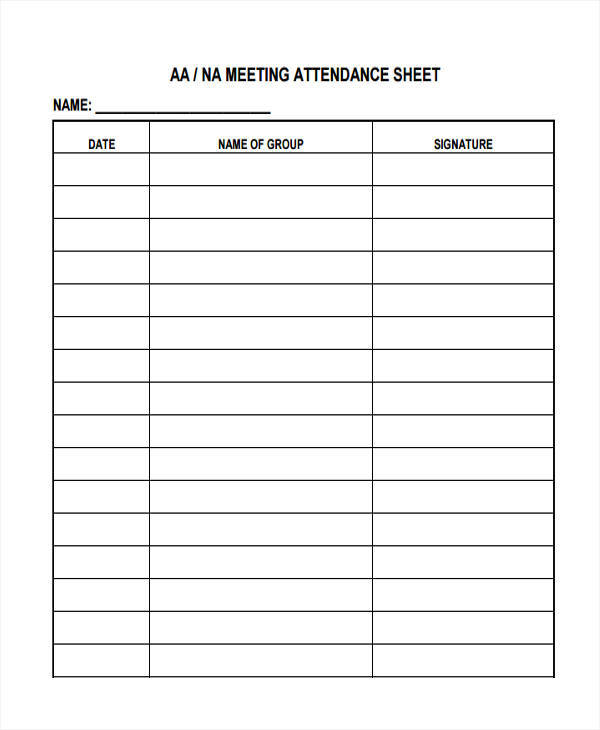 meeting attendance sheet