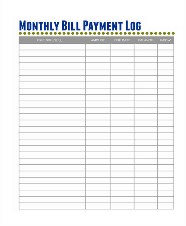 monthly payments list