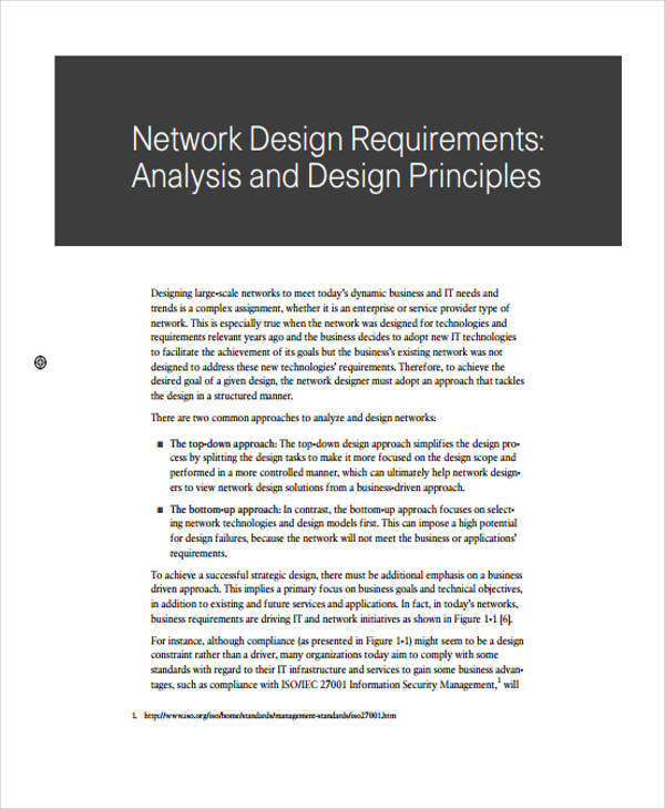 network design requirement analysis