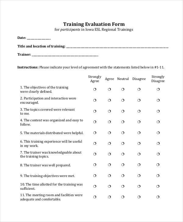 new employee training evaluation