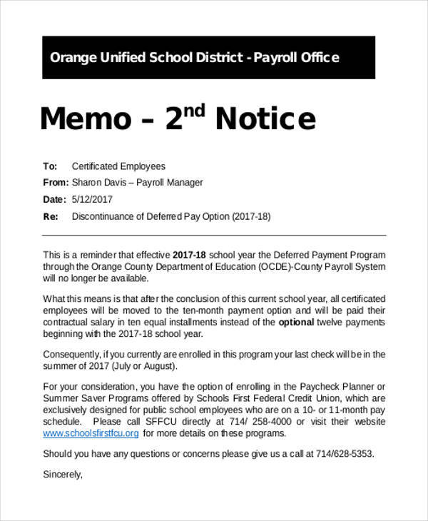 FREE 8+ Notice Memos in PDF