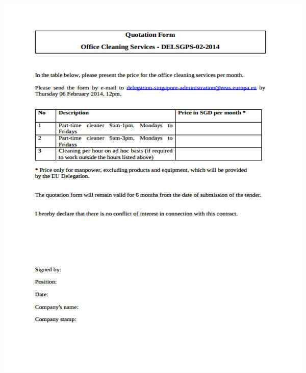  Cleaning Service Quote Template 