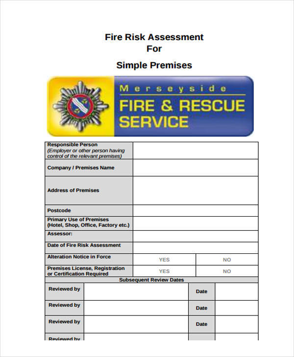 Risk Assessment Template For Fire