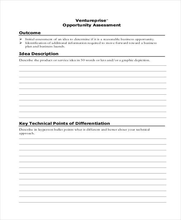 opportunity assessment sample