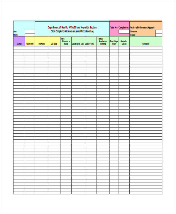 Complaint Management Excel Template