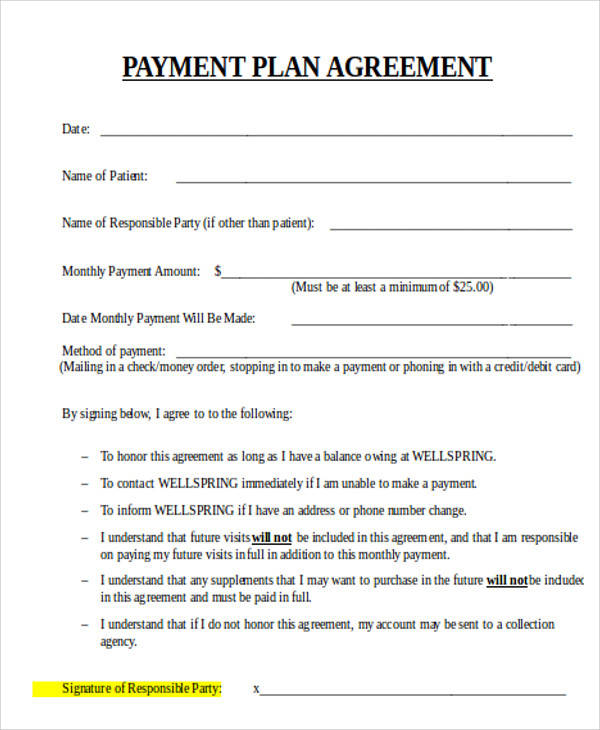 payment plan agreement