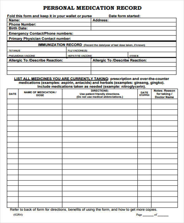 personal medication log sheet1