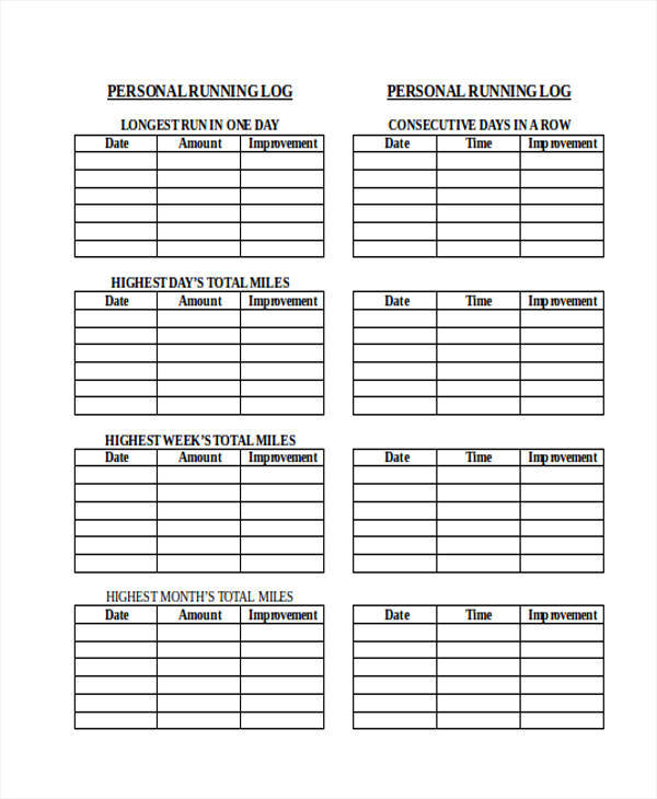 personal running log