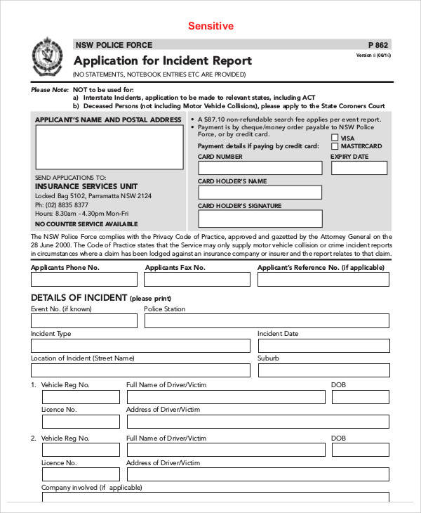 Police Incident Report Template Cardtemplate my id