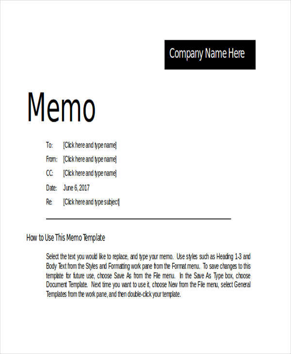 memo ms word template