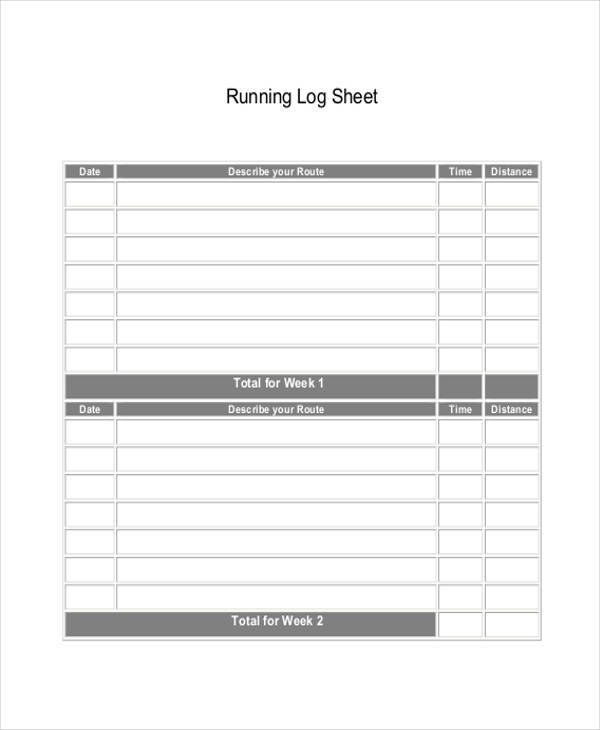printable running log sheet
