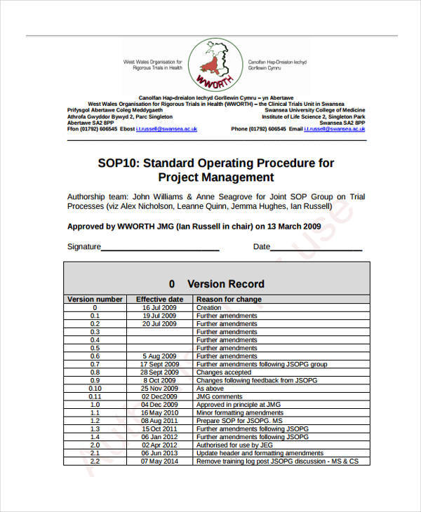 project management template