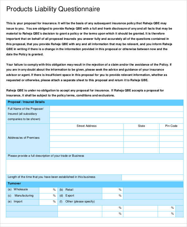 proposal form for product manufacturers and suppliers