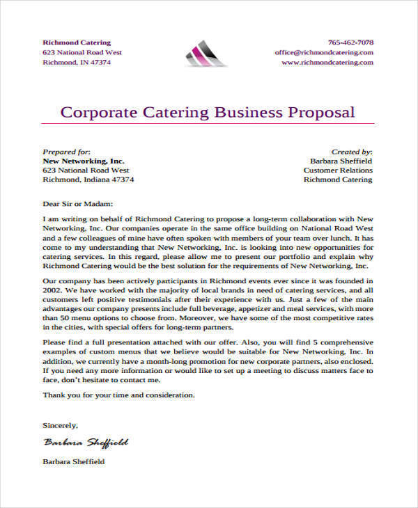 proposal for catering business