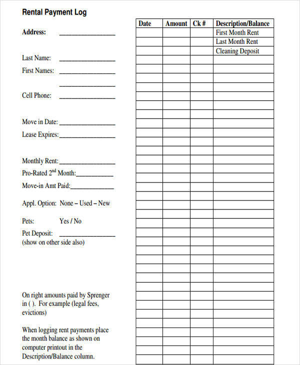 rental payment log sheet1