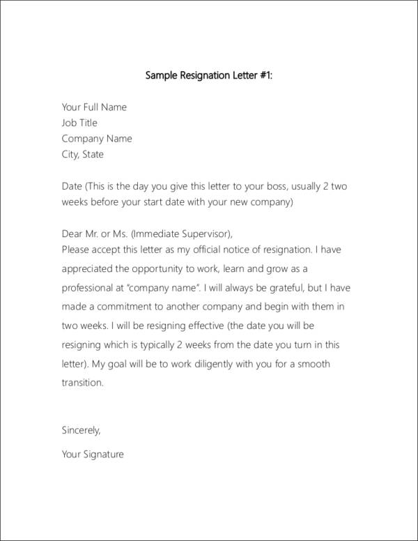 Letter Of Resignation Sample Polite Sample Resignation Letter