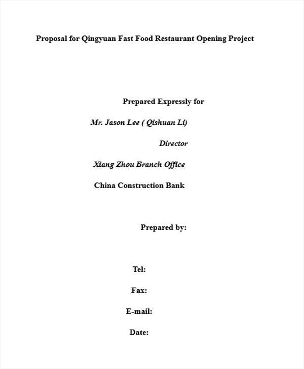 restaurant business proposal sample