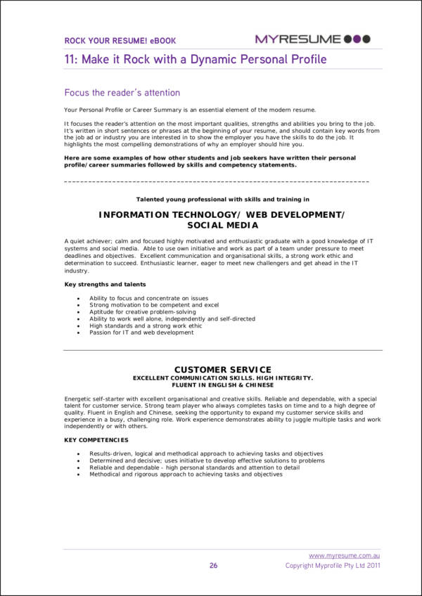 resume ebook with samples