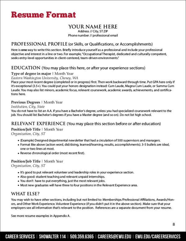 resume format outline