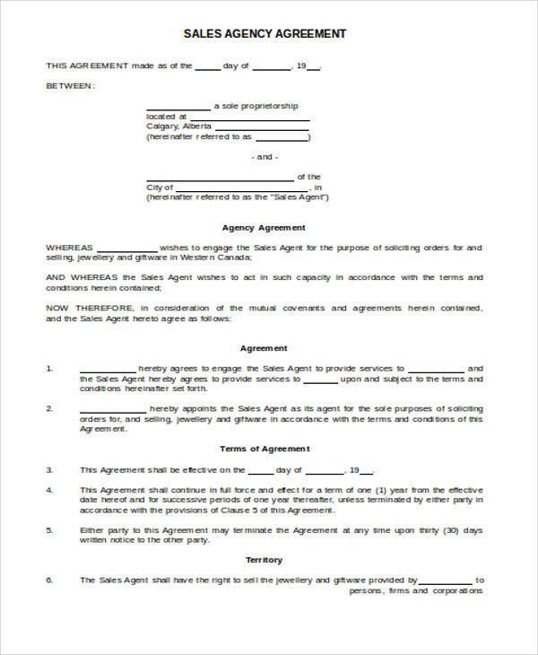 sales agency agreement