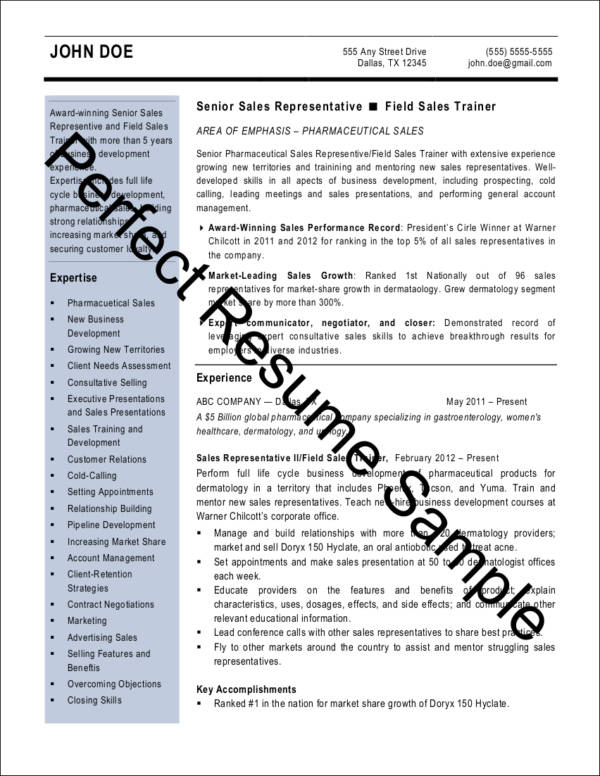 sales representative resume sample