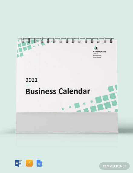 sample business desk calendar template