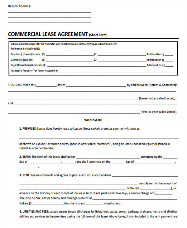 sample commercial lease agreement