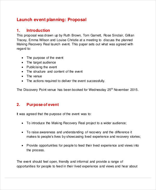 sample event planning proposal