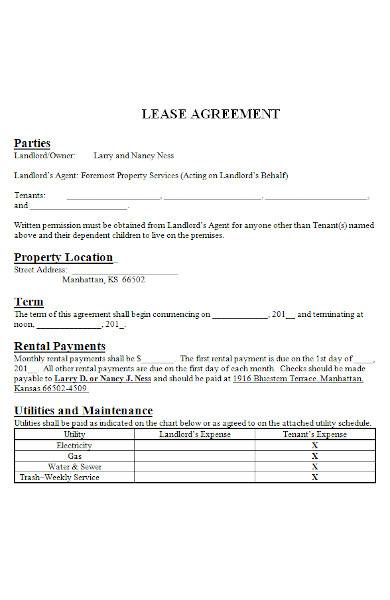 sample lease agreement in ms word