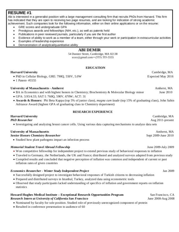 sample phd resume