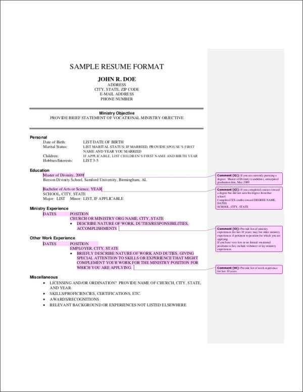 sample resume format1