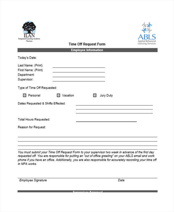 FREE 25 Time Off Request Forms In PDF MS Word