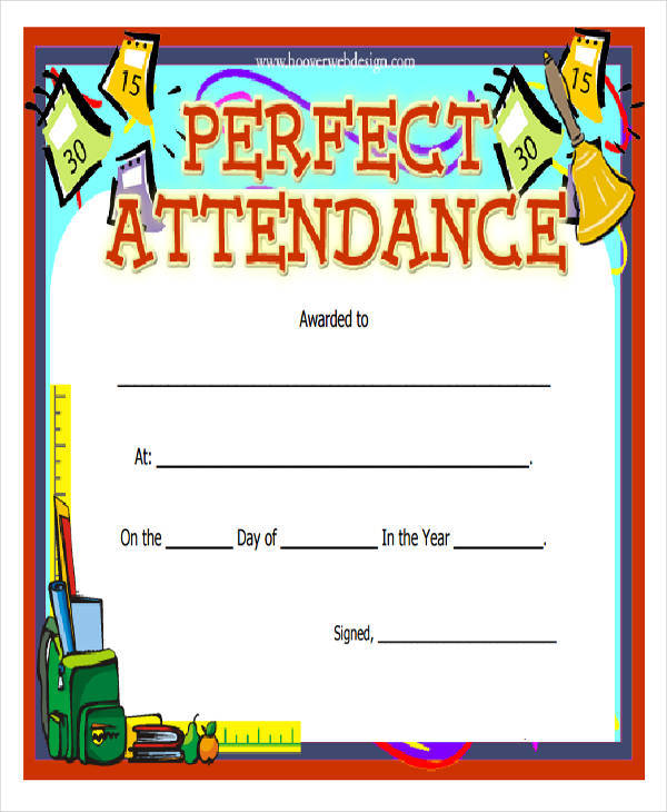 school attendance award certificate