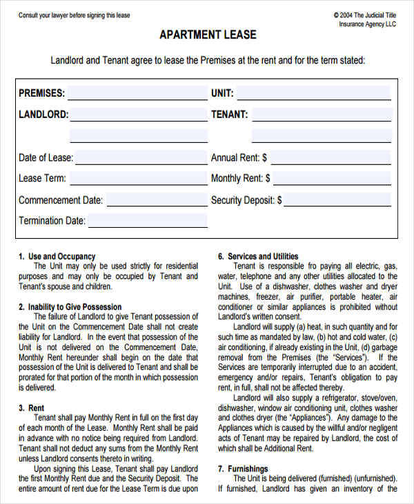 furnished house rental agreement template
