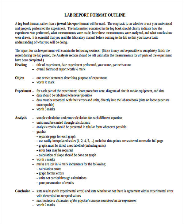 simple lab report outline