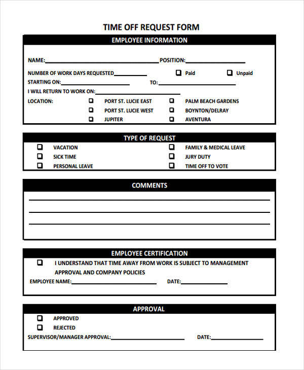 2022 Time Off Request Form Fillable Printable Pdf Forms Handypdf Images