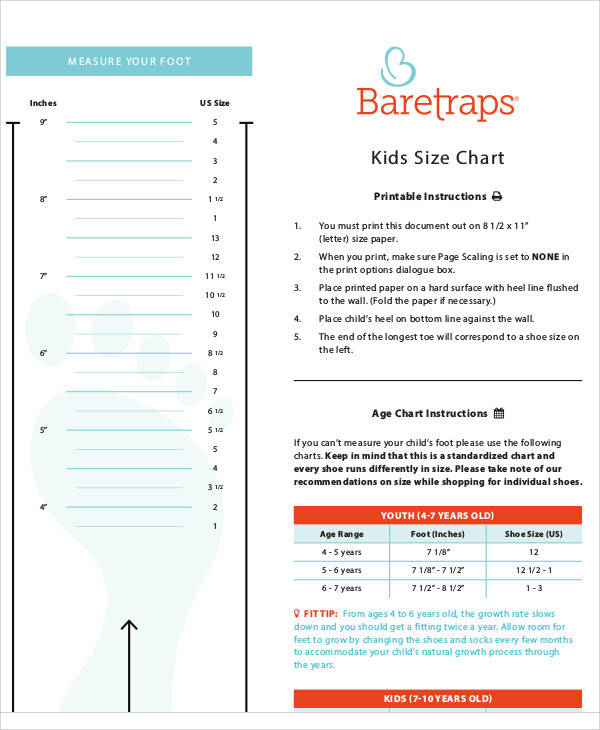 Baretraps Size Chart